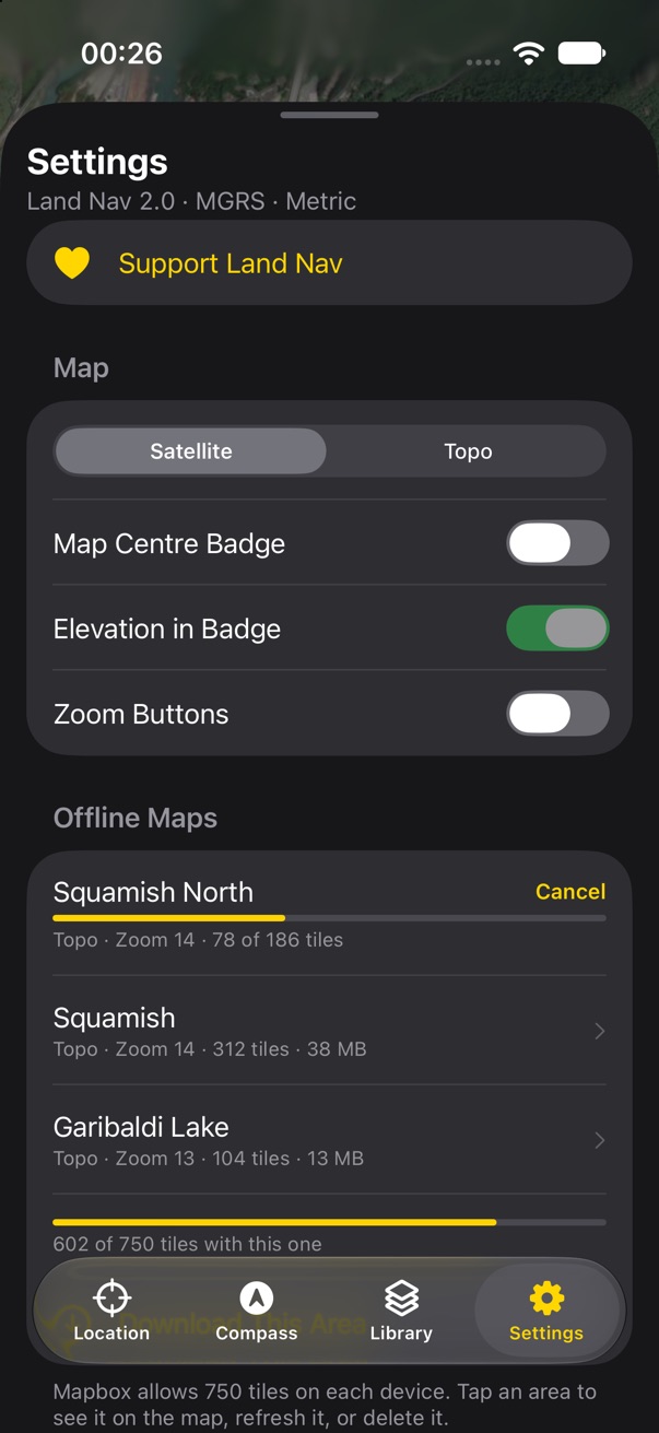 The list and the tile budget in Settings