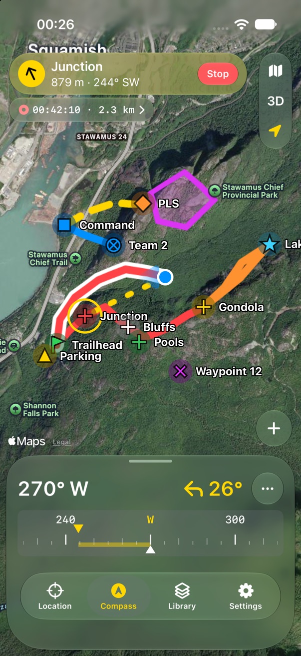 Recording while navigating: two badges